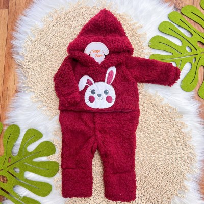 Macacão de Pelinho Sherpa Coelhinha com Capuz - Vinho